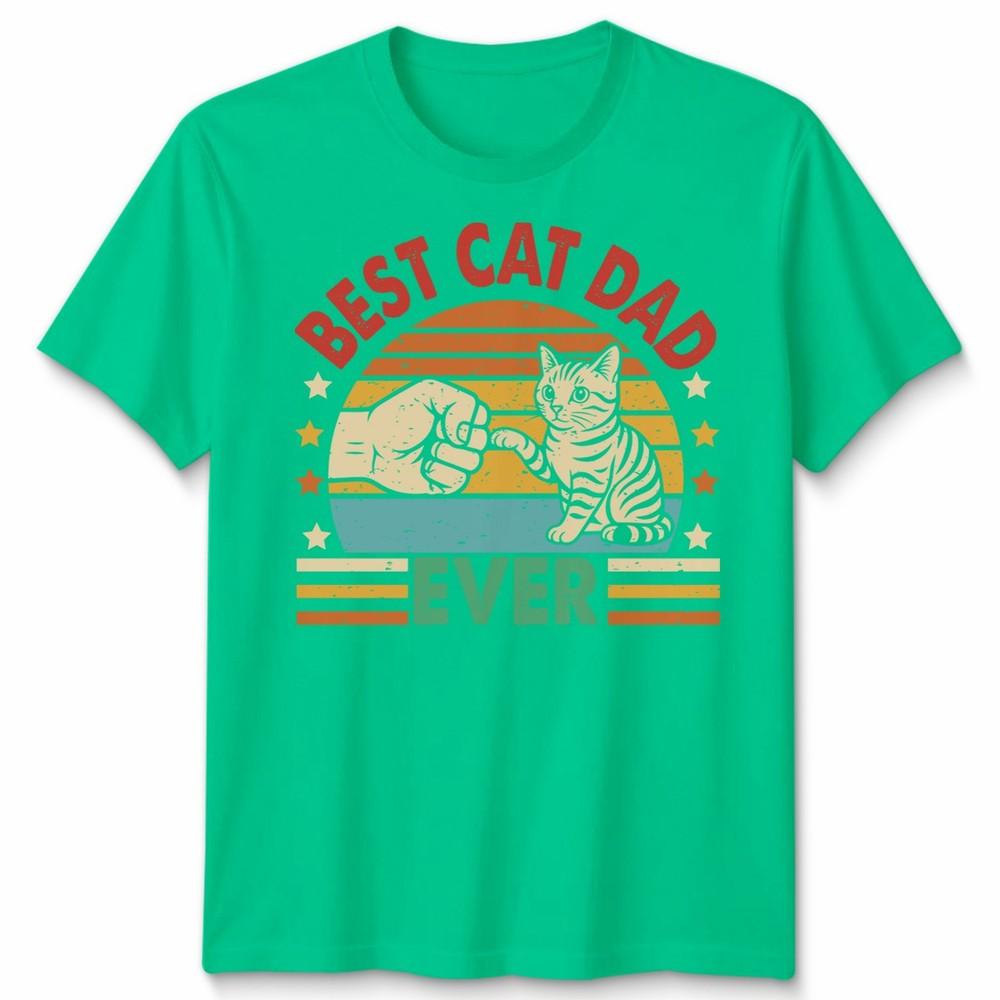 Best Cat Dad Ever Unisexs T Shirt Vintage Inspired Cat Graphic Tee