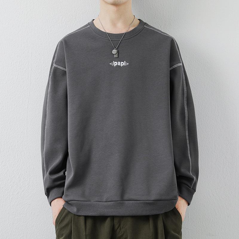 Trendy Brand Round Neck Men'S Sweater Versatile Student Bottoming Shirt Long Sleeve Clothes Spring And Autumn Casual Sweater Men'S