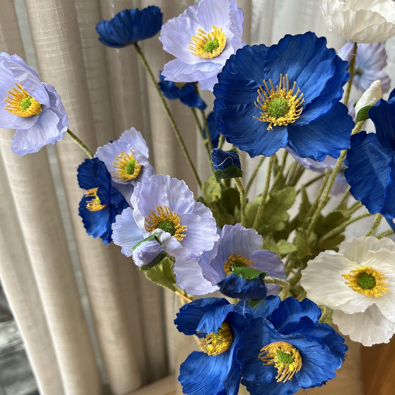 

5 Pack Artificial Poppy Flowers Home Office Bedroom Silk Poppy Flowers Decor Bouquet Table Decoration Wedding Party Decorations синий