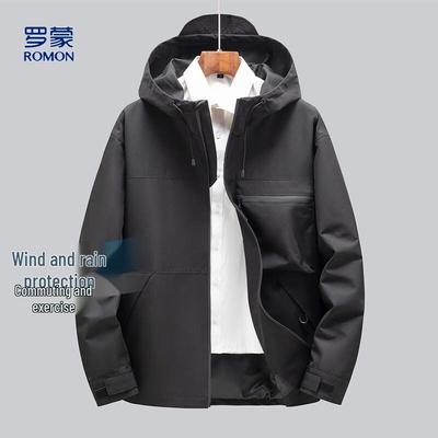Men's Mid-length Windproof Hooded Workwear Jacket