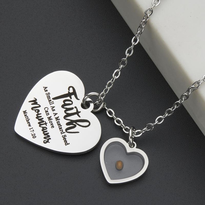 Stainless Steel Seed Necklace of Mountain Mustard Cabbage