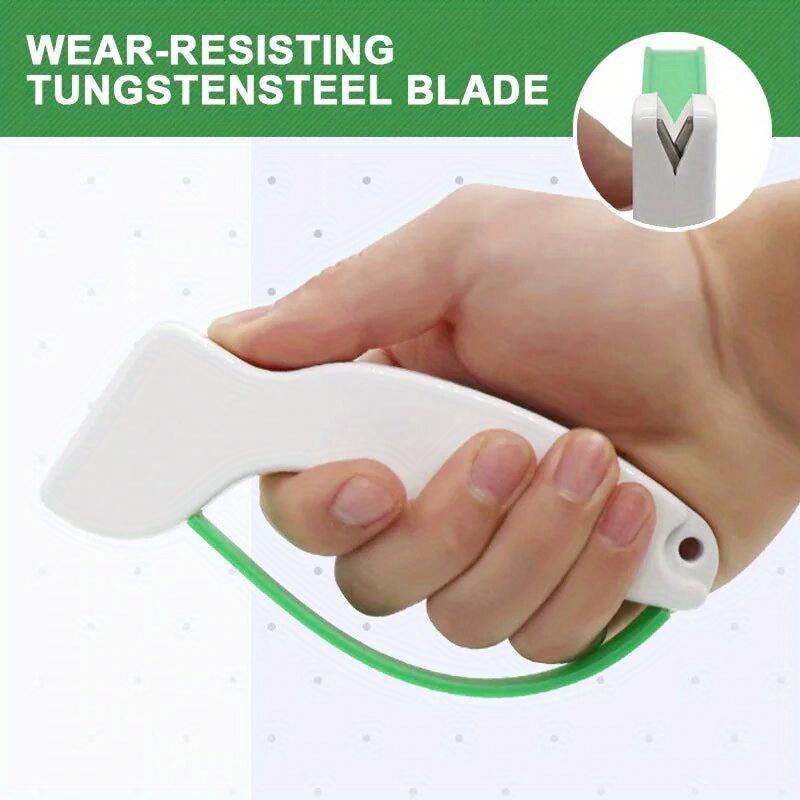 Portable Knife Sharpener for Garden Tools & Kitchen Knives - Rust-Proof, Diamond Grind Tungsten Carbide Inserts, Safe Finger Guard, Easy To Clean