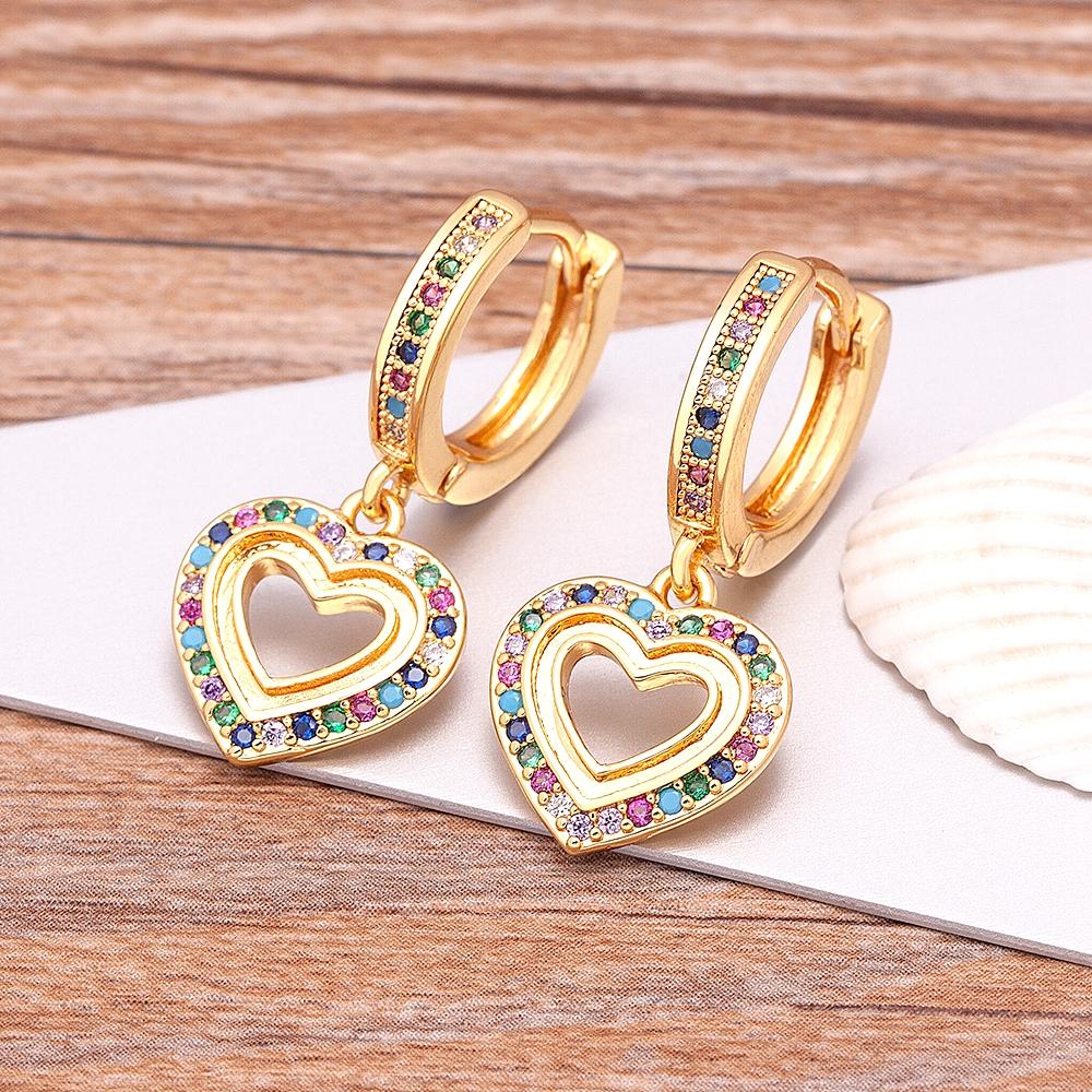 Trendy Bohemian Zircon Hollow Blue Evil Eye Hoop Earrings for Women Cute Unique Gold Color Crystal Drop Earrings Party Jewelry