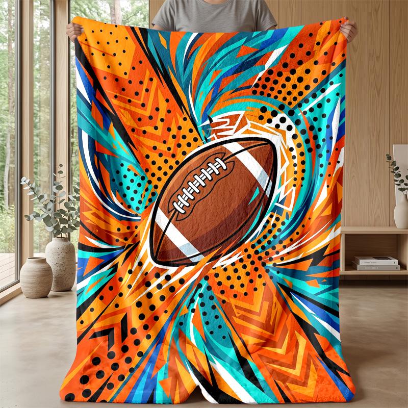Football Action Painting Theme blanket Lightweight Warm Flannel Blanket Decorative Throw Blanket for Home Decoration