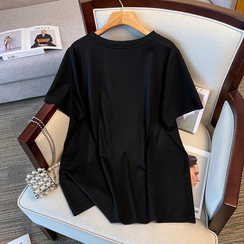 Women's Plus Size Loose-Fit Mid-Length Round Neck Short Sleeve T-Shirt (200/300/350 Jin, Style 6503)