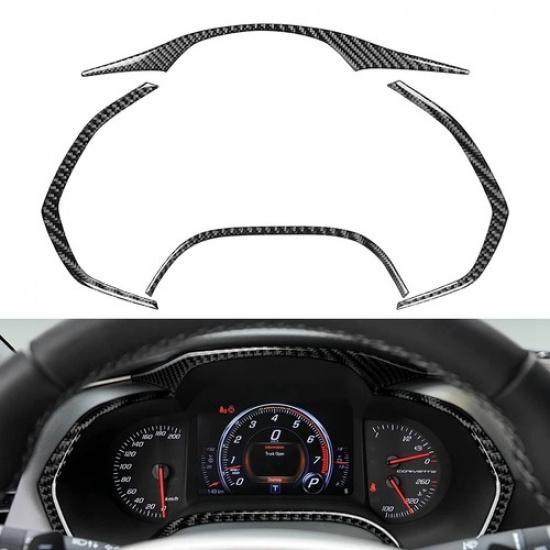 Carbon Fiber Look Dashboard Panel Decor Trim For Chevrolet Corvette C7 2014-2019