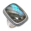Natural Labradorite Gemstone Handmade 925 Solid Silver Jewelry Ring Size 10 K9e17