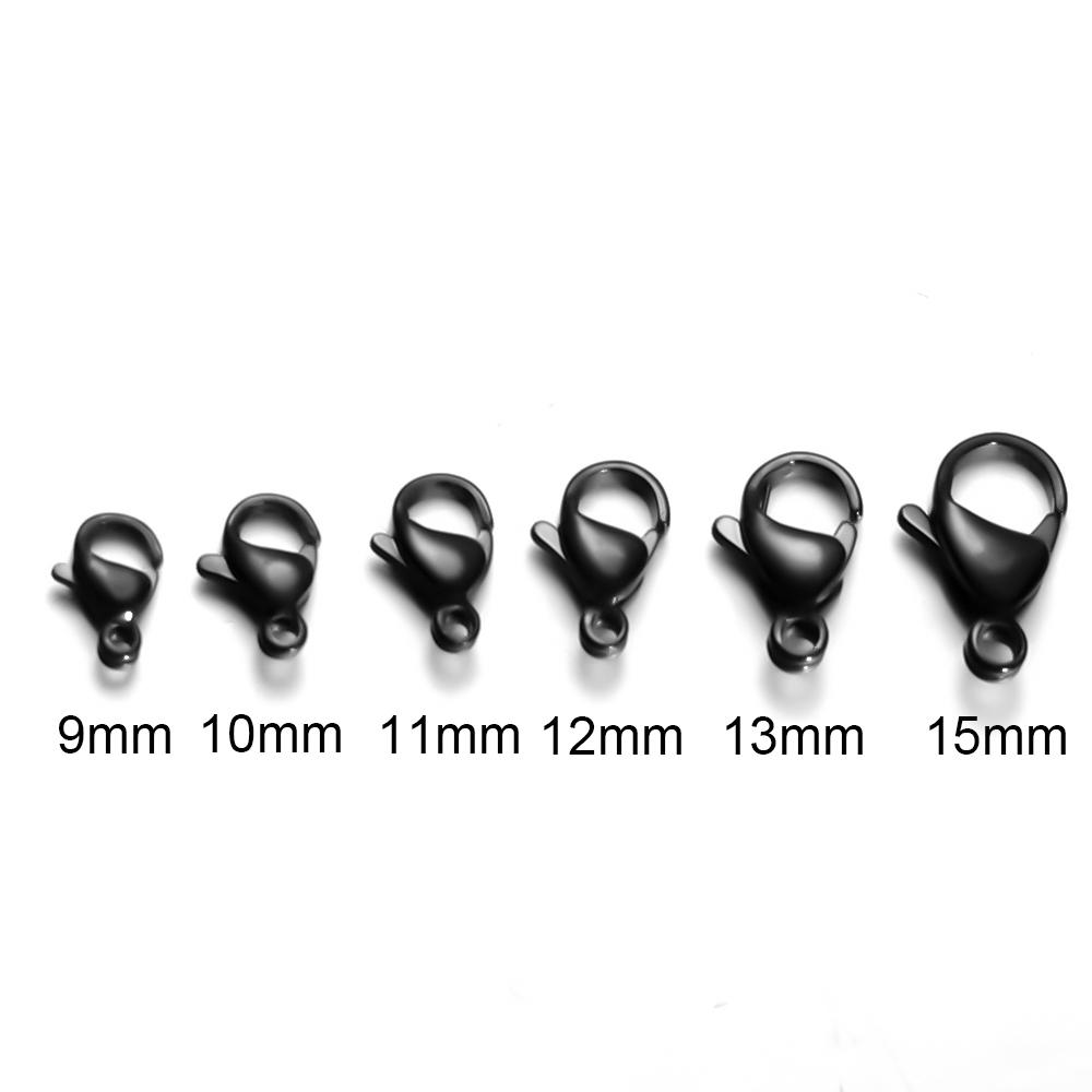 Semitree 25Pcs Stainless Steel Gold Black Lobster Clasps Jewelry Findings DIY Necklace Bracelet Making Accessories 9/10/12/15MM