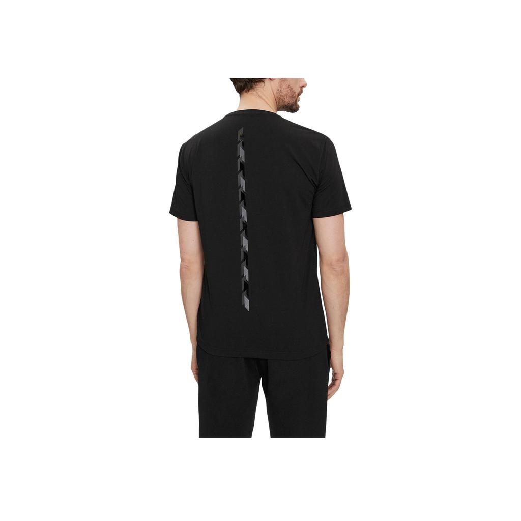 Emporio Armani Logo Letter Print Round Neck Short Sleeve T-Shirt Men Tops Black 3DPT36-PJULZ-1200