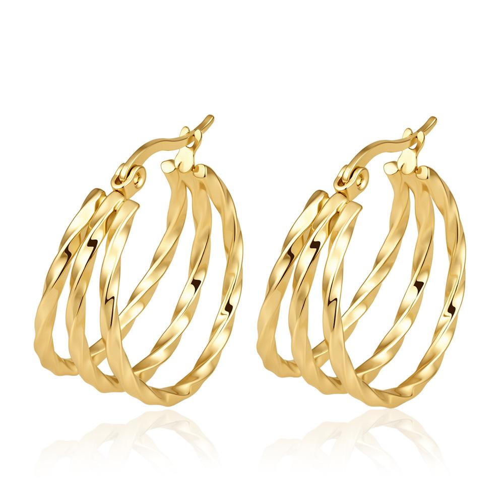 Direct supply multi-layer stainless steel earrings women's trend light luxury versatile earrings plated 18k earrings fashion