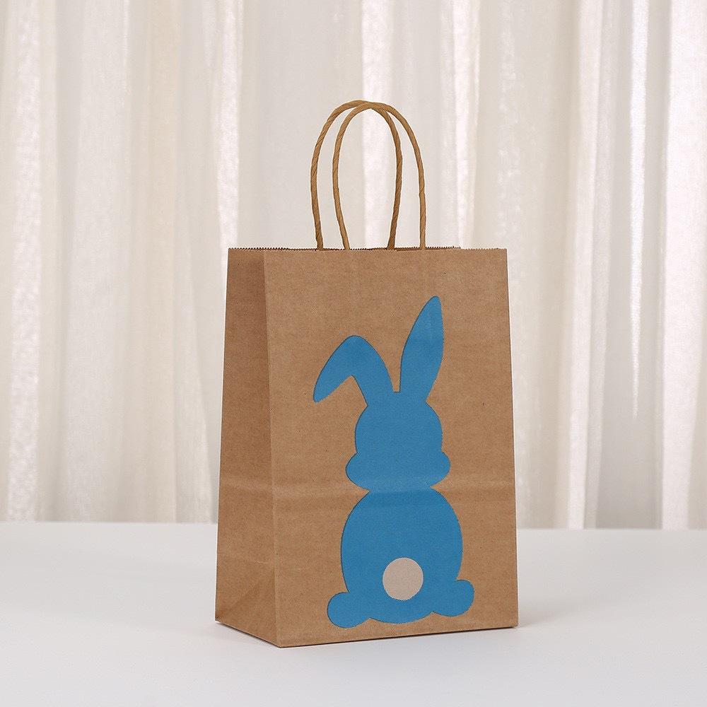 12/30pcs Easter bunny treat gift bags reusable kraft paper tote bags for party candy cookies toys and holiday gifting