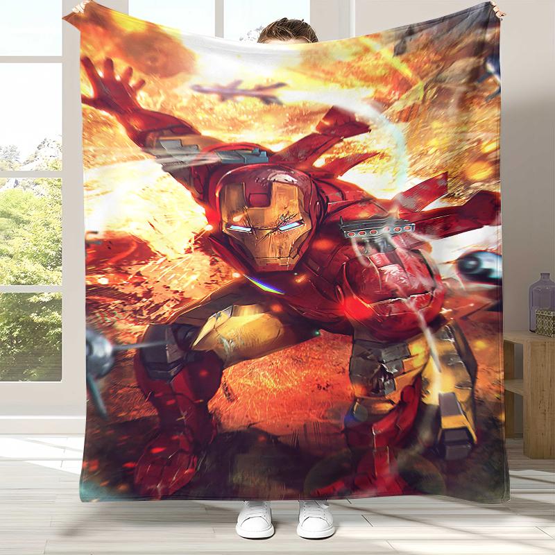 Marvel Avengers Spider Man Cartoon Flannel Blanket,Ultra Soft Warm Plush Throw for Home Bedroom Bed Sofa Cover Office Picnic