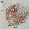 Pink Freshwater Pearl Broken Silver Beaded Bracelets 925 Sterling Silver Charm Heart Shape Women Bracelets Fine Jewelry