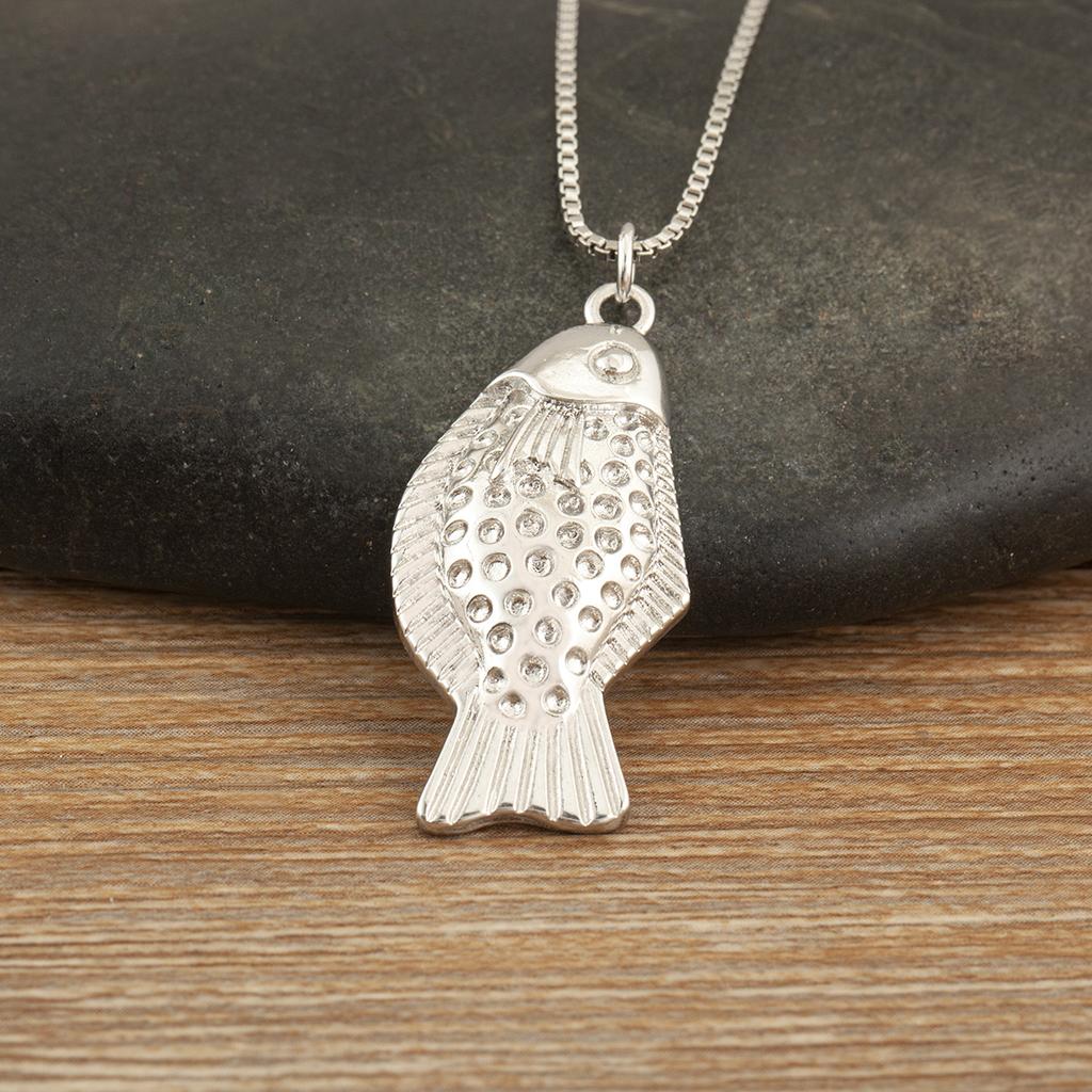 Nidin New Fashion Women's Minimalist Textured Fish Pendant Necklace Tone Animal Jewelry for Everyday Wear Perfect Gift for Her