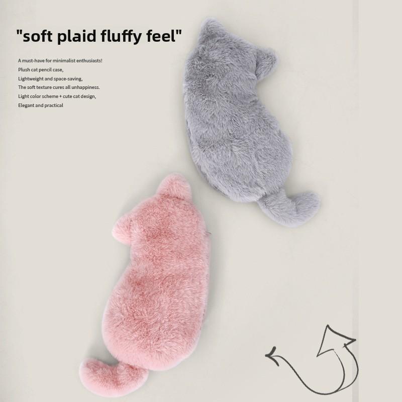Cartoon Cute Cat Plush Pencil Case With Large Capacity For School Supplies And Makeup Storage