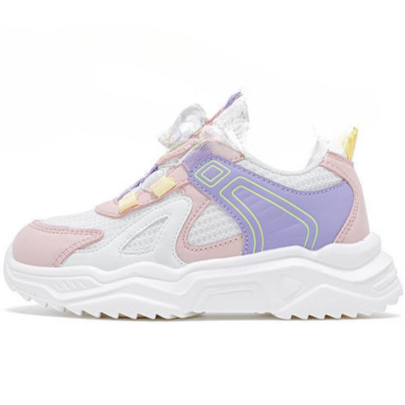 Warrior Sports Shoes Spring Autumn and Winter Rotating Buckle Casual Shoes Girls Soft-soled Breathable Running Shoes