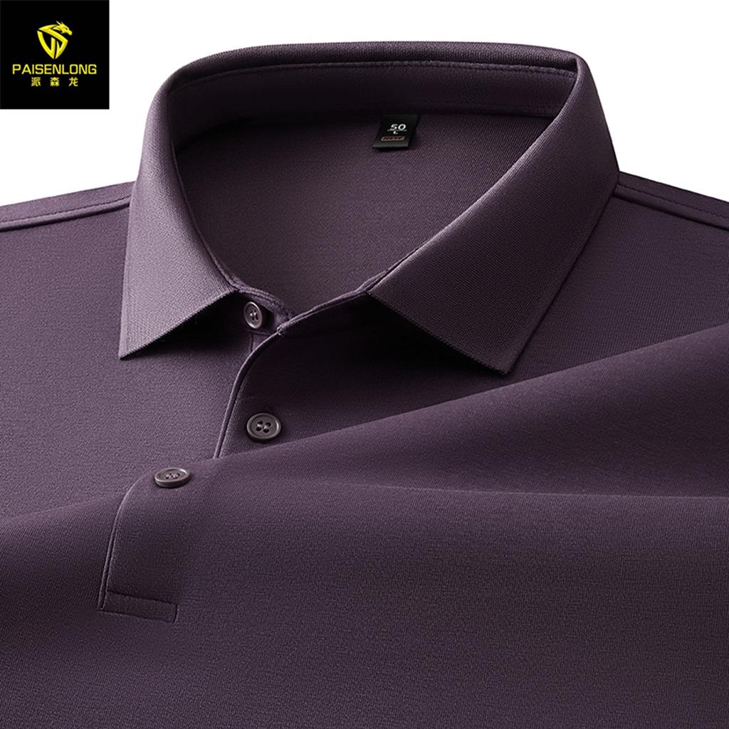 Autumn And Winter Heavy 260G Mamba Cotton Lapel Men'S Long-Sleeved Polo Shirt Light Business Versatile Solid Color Men'S Polo Shirt