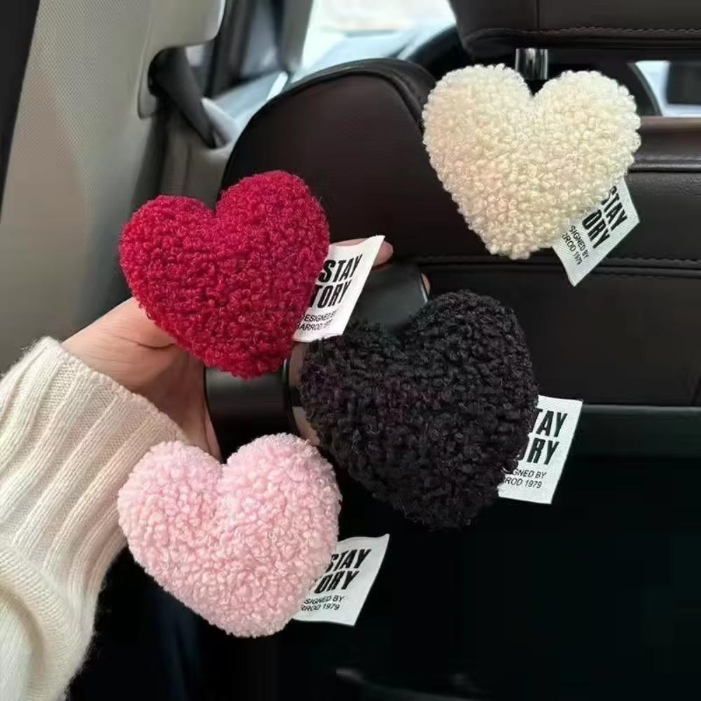 2PCS Chair Back Car Seat Back Hooks Cute Love Plush Flower Car Hooks Purse Bag Hanger  Universal