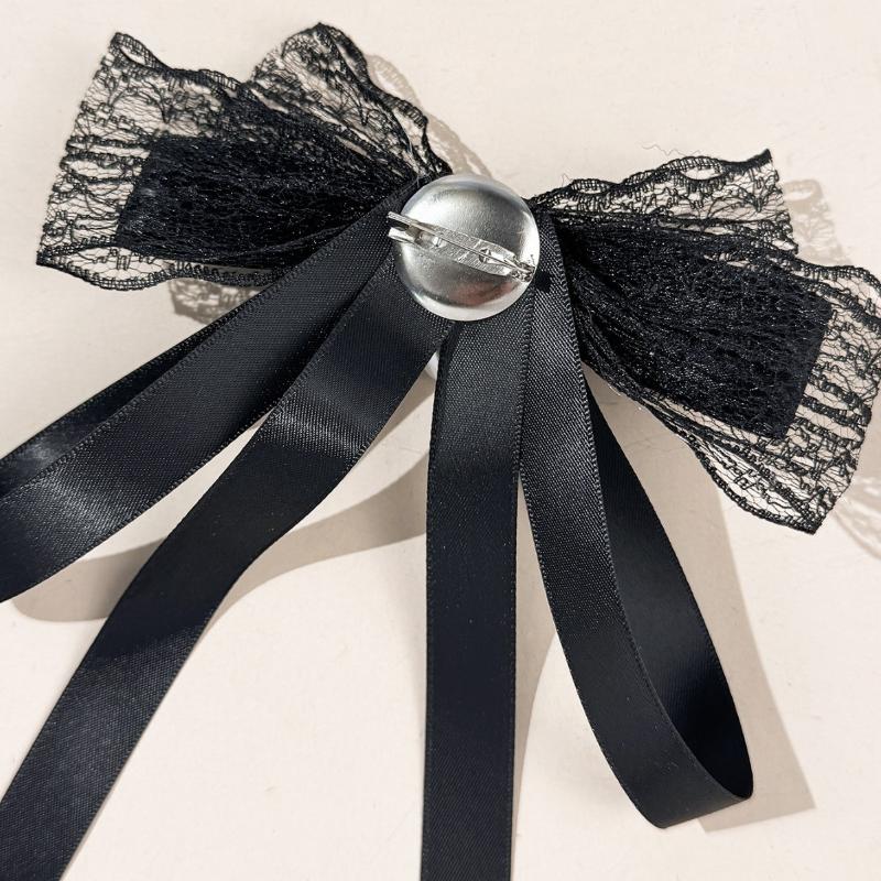 New Black Bow Tie Shirt Collar Pins Crystal Bowknot Ribbon Brooches For Women Wedding Party Necktie Accessories