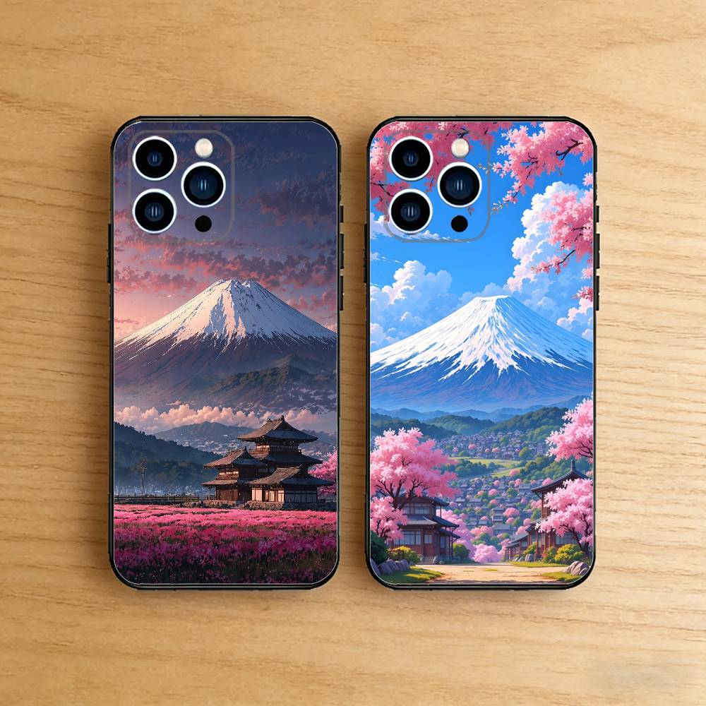 Japanese Mount Fuji Case For iPhone 17 16 15 14 13 12 11 Pro Plus Air Max Mini E Soft Silicone Cover