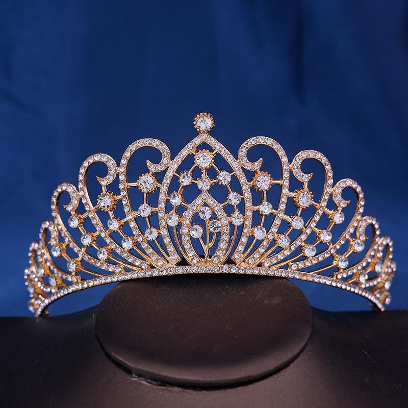 Barock Vintage Prinsessa Drottning Brudkrona Huvudsmycke Kristalltiara För Kvinnor Bröllopskrona Hårklänningstillbehör Smycken