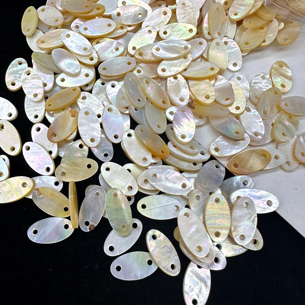 20Pcs, Natural Shell Pendant Connector, Handmade Oval Charms Connectors for Jewelry Making DIY Necklace Accessories