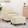 Vidaxl Armchair with Footrest, Cream, 60 Cm, Faux Leather