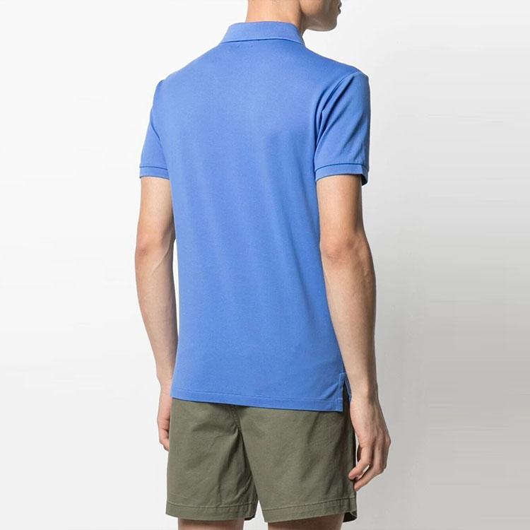 Polo Ralph Lauren Solid Color Logo Embroidered Straight Fit Short Sleeve Polo Shirt Men tops Blue 710541705-056