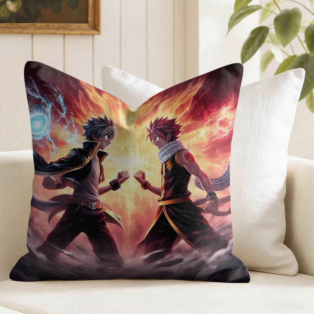 Anime FFAIRY TAIL Cushion Cover Natural Linen Double Sided Print Throw Pillow Case for Sofa Couch Home Decor