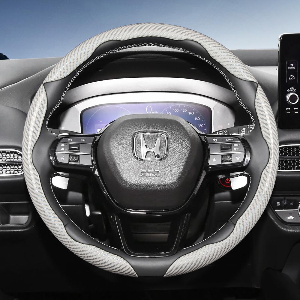 Suitable for Honda Carbon Fiber Texture Steering Wheel Cover with Segmented Quick-Release Design, Durable, for Cr-V Civic Hr-V Zr-V Vezel City Amaze