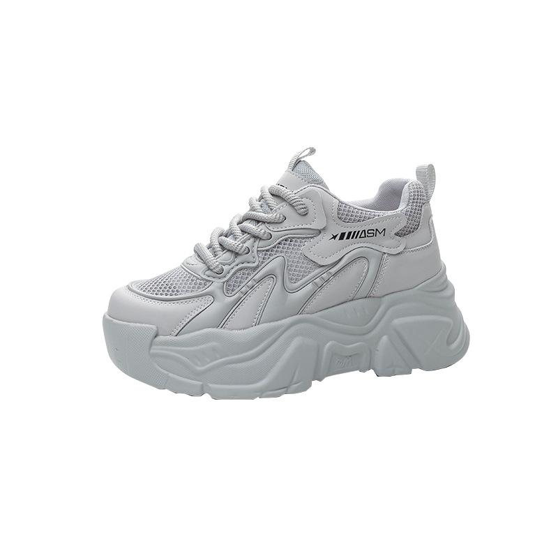 

Platform shoes women s summer new mesh breathable sports shoes inner height increase muffin bottom white women s shoes 38 сірий колір