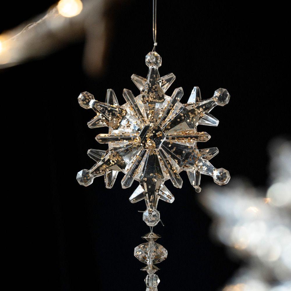 Transparenter Schneeflocken-Eiszapfen Acryl Hängende Schneeflocken-Ornament Heimdeko