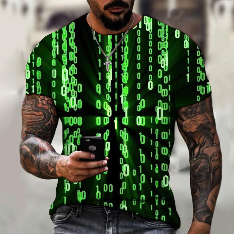 Fashion Technological Geometry Graphics T Shirts Summer Simple Short Sleeve Cool 3D Printed T-shirts Trend Casual Loose Tees