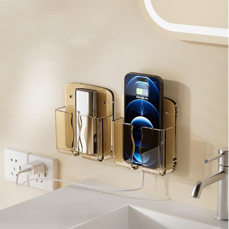 Mobile Phone Wall Holder Universal Cellphone Charge Storage Box Organizer TV Remote Control Hanging Stand Bracket Charging Dock