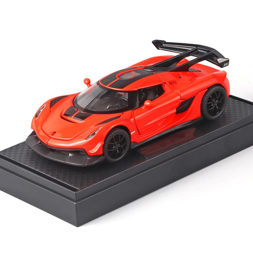 1/32 Alloy Die-cast Koenigsegg JESKO Sports Car Model Sound and Light Return Belt Base Ornament Children's Toys Birthday Gift