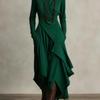 Women Clothing Fall Solid Color Long Sleeve Turtle Neck Maxi Dress