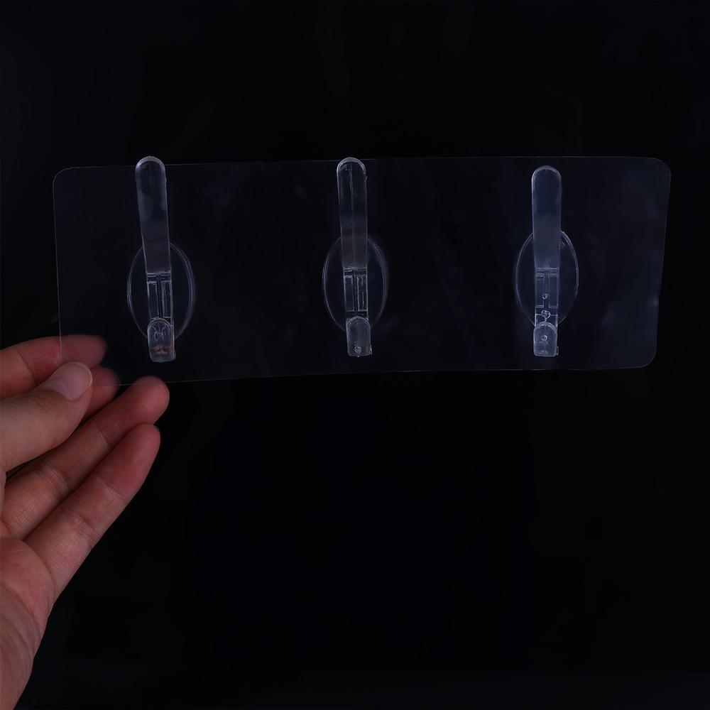 Autohesion for Bathroom,Kitchen Transparent Storage Rack Wall Hooks Clothes Hanger Key Holder