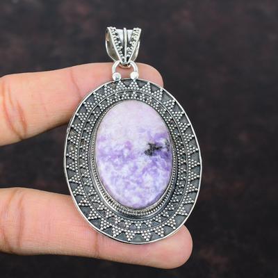 Lepidolite Pendant Handmade Gemstone Jewelry 925 Sterling Silver Pendant Vintage Jewelry Gift For Women Silver Jewelry Healing Stone Pendant