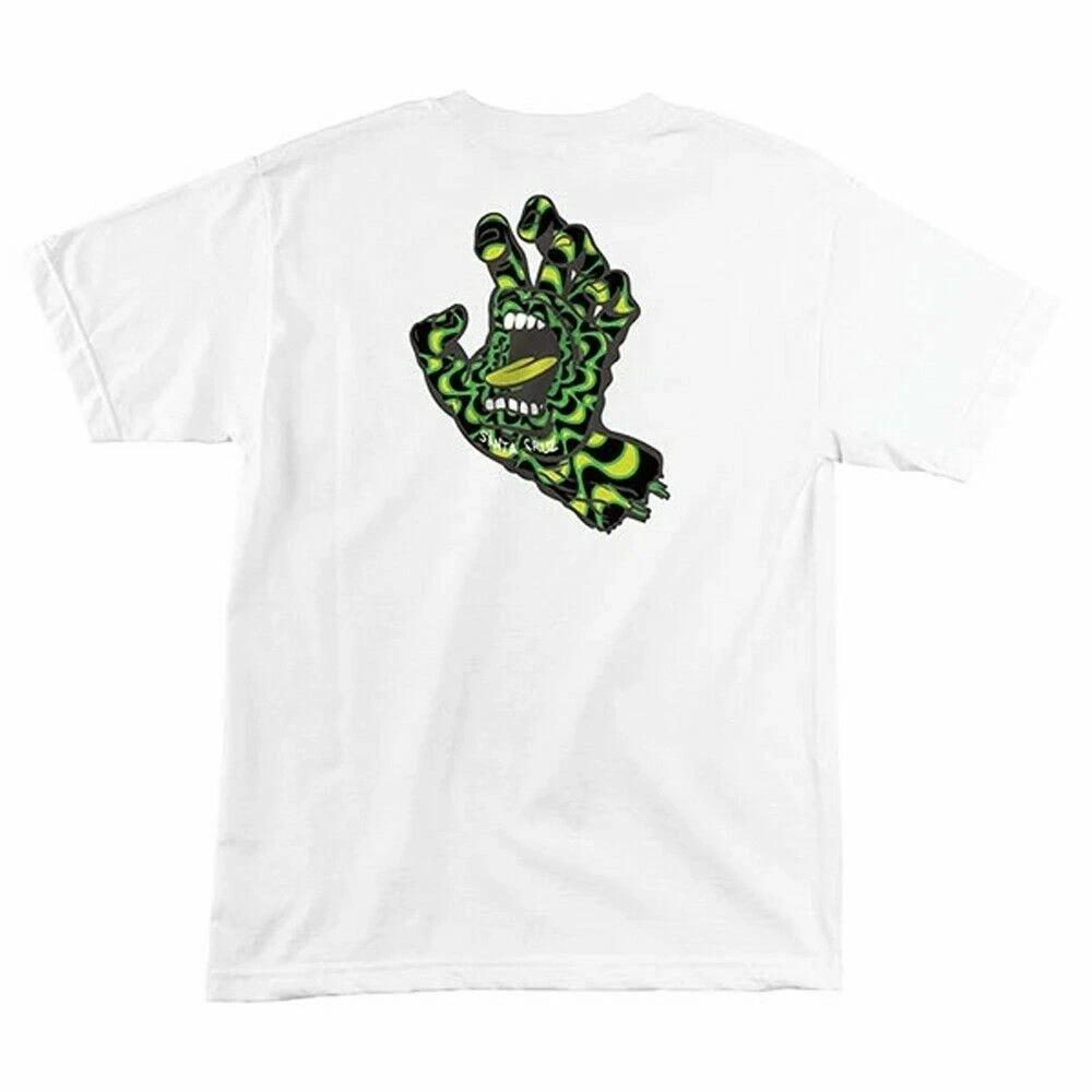 Santa Cruz SCREAMING KALEIDOHAND HAND Skateboard T Shirt WHITE L