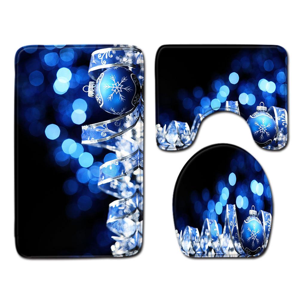 

Рождественский коврик для ванной, туалетный трехпредметный набор 45cmx75cm