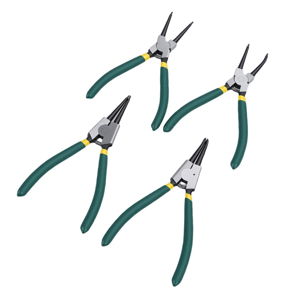 4PCS 7 Inch Internal External Snap Ring Pliers Set with Straight Bent Jaw for Removal and Installation of Automotive
