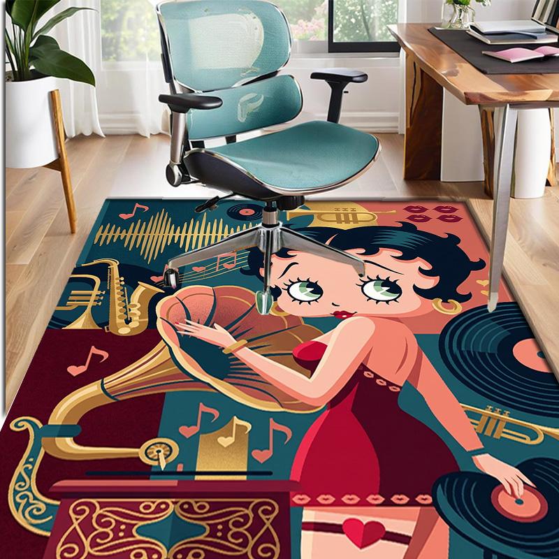 Betty Boop Pattern Rug, Indoor/Outdoor Mat, for Picnic, Gameroom, Bedroom, Office, Living Room, Home Decor Carpet, Birthday Gift
