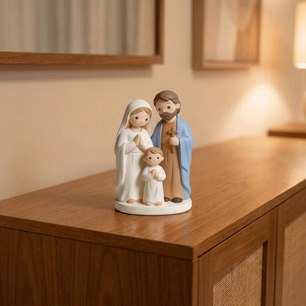 Resin Holy Family Scene Statues Exquisite Cartoon Christmas Nativity Scene Figurine Decorative Religious Christian Decor Mantle