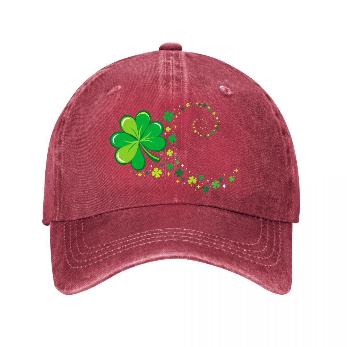 Lucky Shamrock Swirl Festive Graphic Washed Baseball Cap Outdoor For Womens Unisex FeUnisex Dad Hat Adjustable