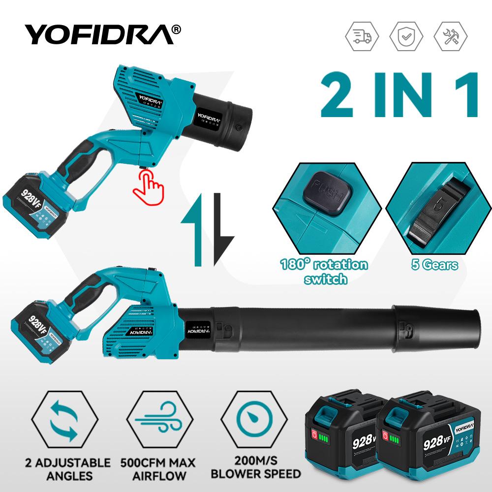 Yofidra Bürstenloser elektrischer Turbo-Gebläse 2 IN 1 Turbo-Gebläse Jet-Gebläse Laub Staub Schnee Blasen Reinigungsgerät Für Makita Akku-Pin