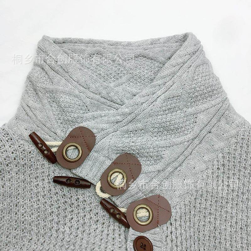 Men's Knitted Sweater Coat High Collar Button Large Size Sweater