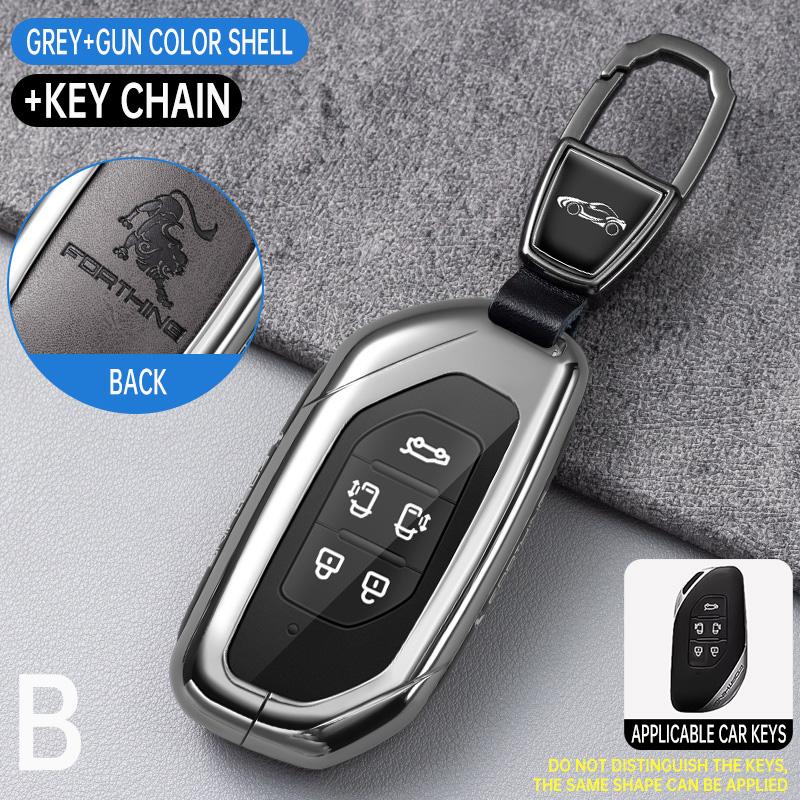 Zinc Alloy Genuine Leather Auto Key Fob Cover Fit For Dongfeng Forthing Fengxing T5 Evo Smart Key Ring Protector Case Housing Remote Auto