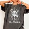 Meisjes Zijn Meisjes Heks T-shirt, Vintage Heksenkring Grafisch T-shirt, Comfort Colors Spookachtig Topje, Feministische Halloween, Retro Goth Kleding