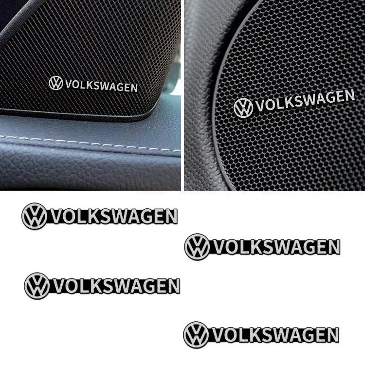 Hijk1 ·4pcs 3D Aluminum Speaker Stereo Speaker Badge Emblem Sticker for VW Volkswagen Golf Polo Passat Touran Accessories
