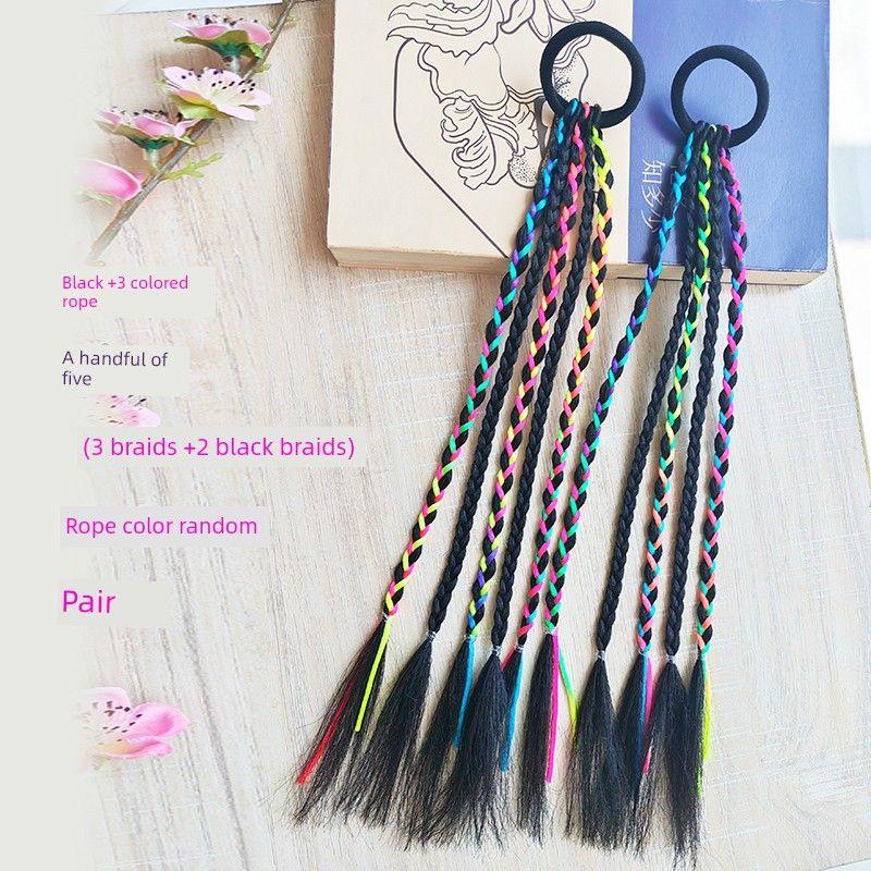 Dopamine Color Kids Dirty Braid Stage Performance Gradient Color Wig Small Braid High-Temperature Fiber Fiber Hair Tibetan Braid